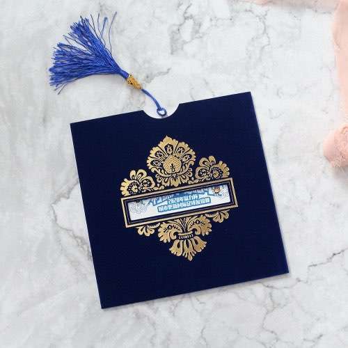 Square Invitation Card With Velvet Pocket  Elegant Greeting Card